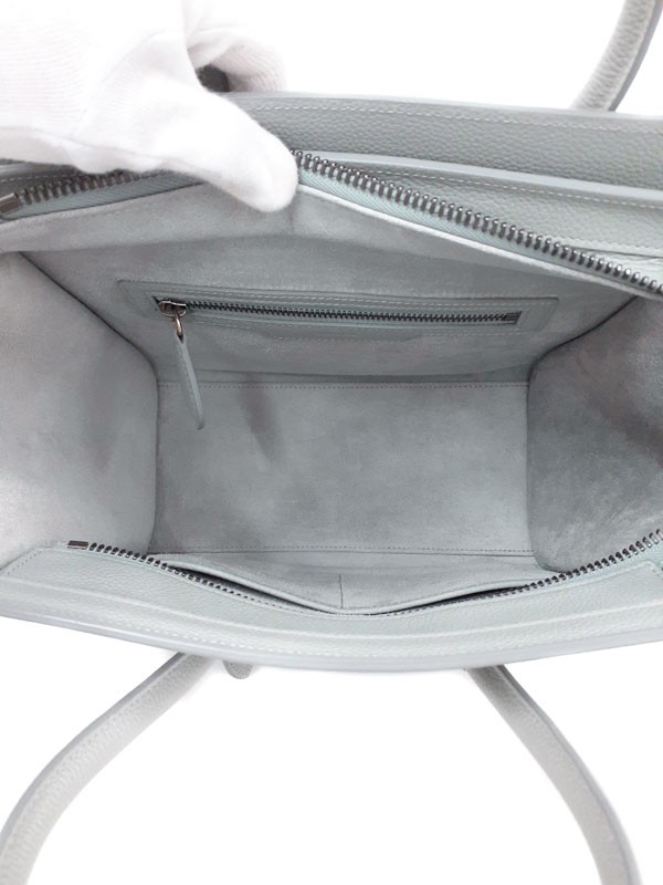Celine Luggage Micro Leather Mineral Blue Top Handle Bag image 3