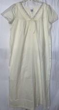 CAROLE Women's Pale Yellow Short Sleeve Embroidered Lace Vtg Night Gown Size L