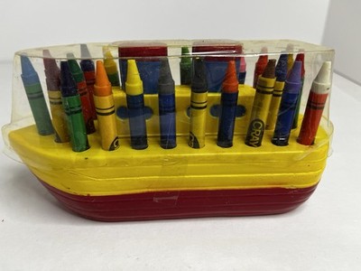 VINTAGE SHIP AHOY 24 CRAYON BOAT STORAGE NOS RED & YELLOW
