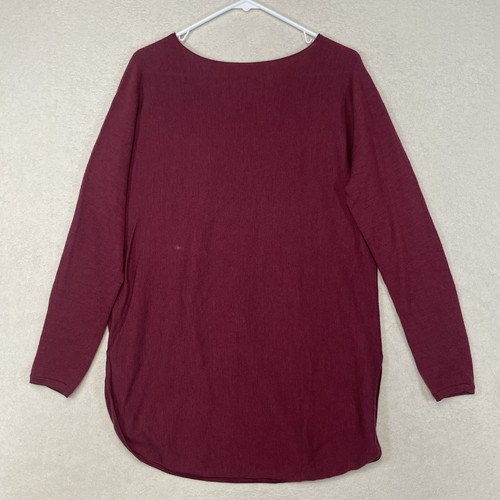 Eileen Fisher Medium 100% Merino Wool Ballet Neck Sweater Top High Low Hem - Picture 5 of 8