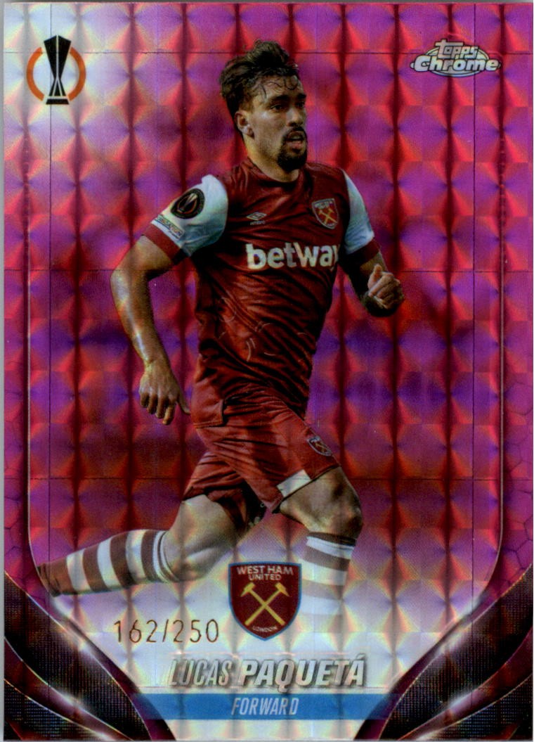 2023-24 Topps Chrome UEFA Club Competition Pink Geometric 179 Lucas Paqueta /250