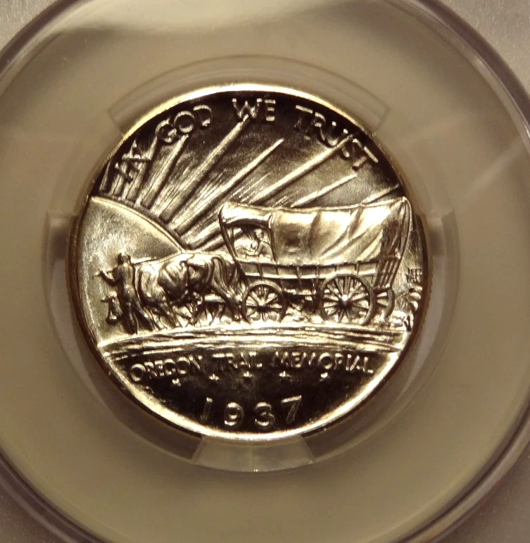 1937 D OREGON COMMEMORATIVE HALF DOLLAR, CACG MS 66, THE PREMIUM GRADING SERVICE - Image 2 of 3