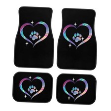 Print 4pcs Full Set Carpet Floor Mats Print Duty Car Floor Mats Anti Dog Paw