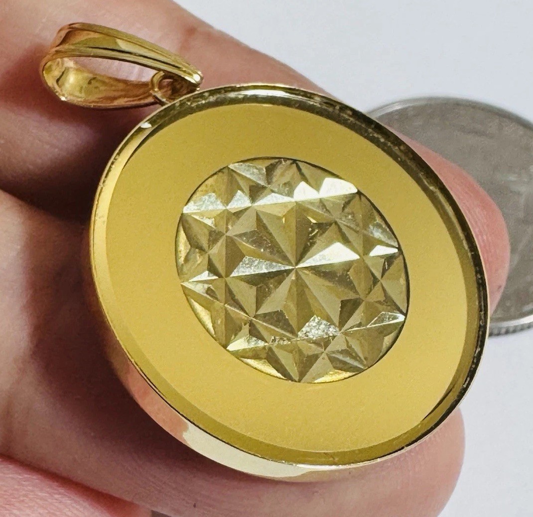 と*う様 k18 japan pendant illusion Real K18 Japan Gold Star Illusion Gold Pendant 5.4g Reversible w