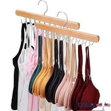 Wood Bra Hanger 18 Hooks Closet Organizer Space Saver Multi-Purpose Foldable New