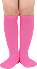 Kids Soccer and Baseball Knee High Socks - Girls Cotton Long Seamless Socks for
