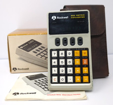 Vintage Rockwell 203 Metric Converter Calculator W/ Brown Leather Case Comple