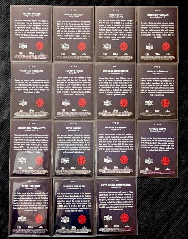 Juego completo de 15 Topps Serie 1 Tokyo World Tour Domination WTD 2025 -Ohtani + Foto 2 de 4