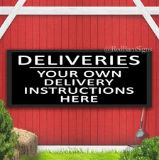 DELIVERIES CUSTOM SIGN YOUR OWN WORDS Indoor Outdoor Banner Sign with grommets