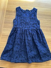 Gap Girls Size 6-7 Navy Blue Lace Lined Cotton Blend Dress