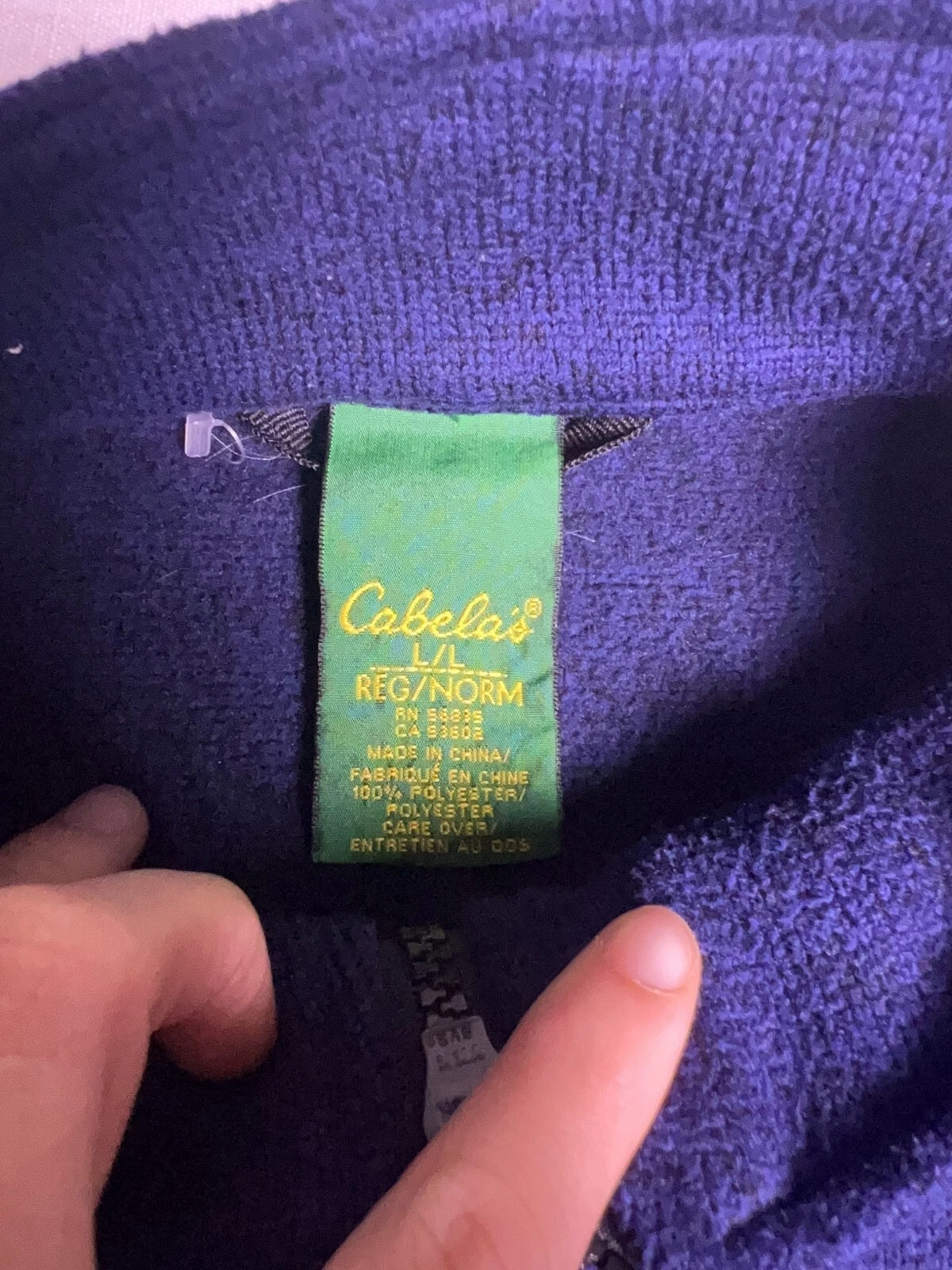 Cabela's Fleece Jacket Men Large Blue Full Zip Zipper Pockets - Size L - product detail image 4