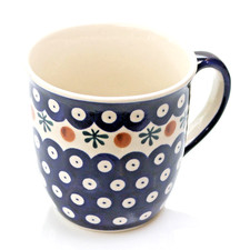 Bunzlauer Keramik Gepunktete Tasse 35cl Blau Kaffeetasse Teetasse Handmade Polen