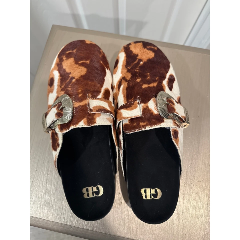 Gianni Bini Sin Cordones Estampado de Vaca Pelo de Becerro Hebilla Detalle Mula Talla 8.5M Foto 4 de 4