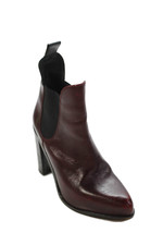 Rag Bone Women's Pointed Toe Leather Ankle Boots Burgundy Size 37