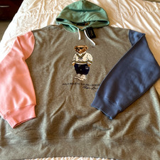 Men  s Polo Ralph Lauren Big  Tall Colorblock Bear Graphic Fleece Hoodie.