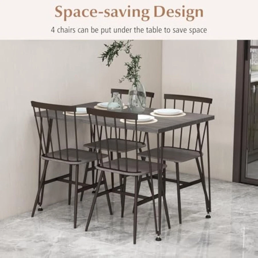 Juego de mesa de comedor de 5 piezas para 4, mesa de cocina rectangular y 4 sillas con Foto 3 de 4