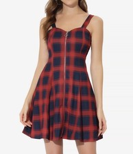 Red Plaid Zip-Front Sundress SHEIN Curve Size 1XL