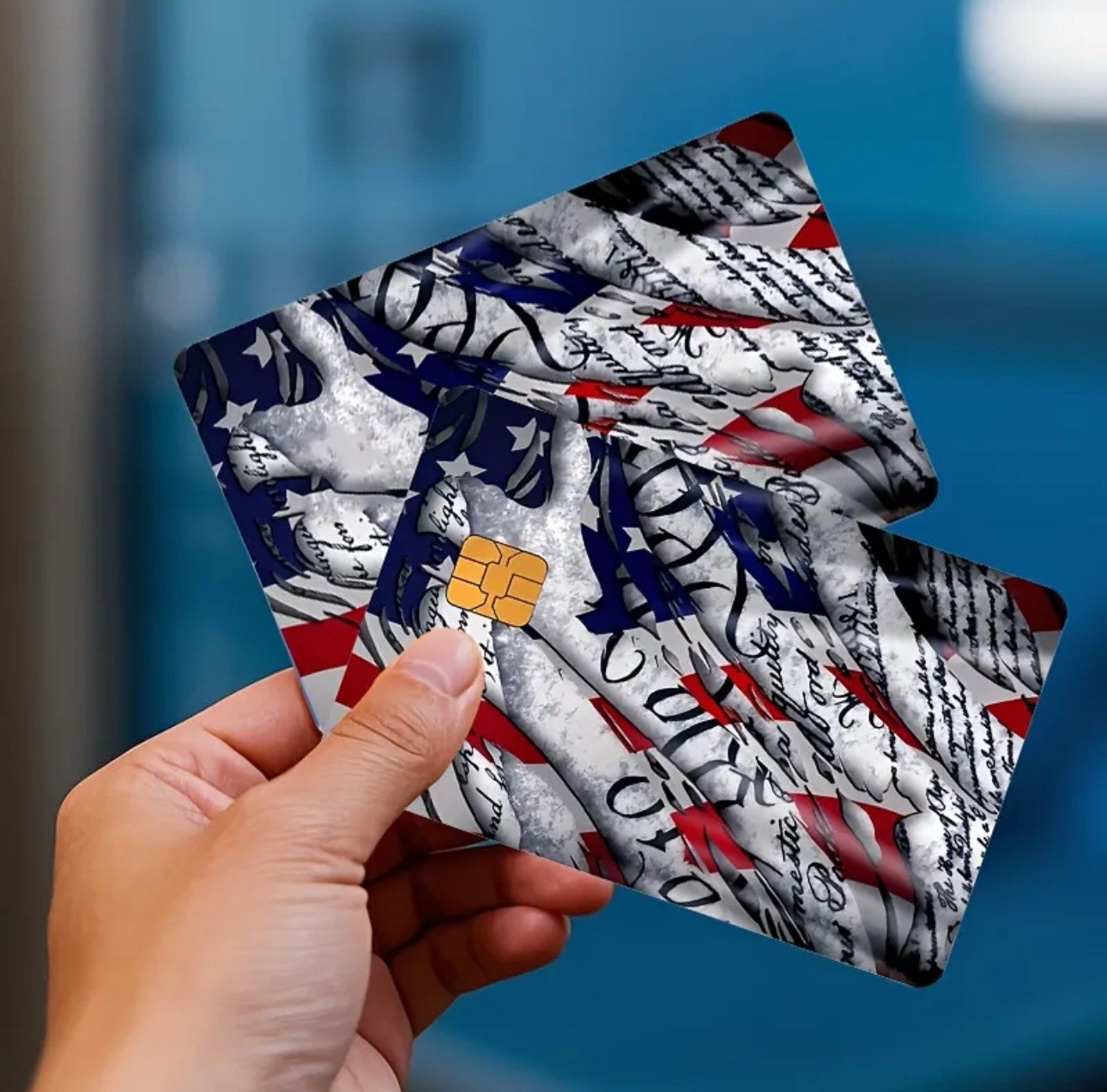 USA US Flag America WE THE PEOPLE Credit Debit Card Skin Sticker Set 2PCS