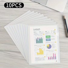 10 Pcs L-Shaped Folder Plastic PP Transparent Single-Page Folder A4 Two-Page Set