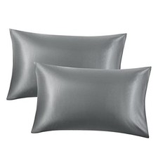 Satin Pillowcase for Hair and Skin Queen - Silk Pillowcase 2 20x30 Dark Grey