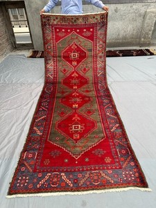 3'6" x 9'3" Antique Turkish Inspired Caucasian Hand-Knotted Tribal Runner Rug
