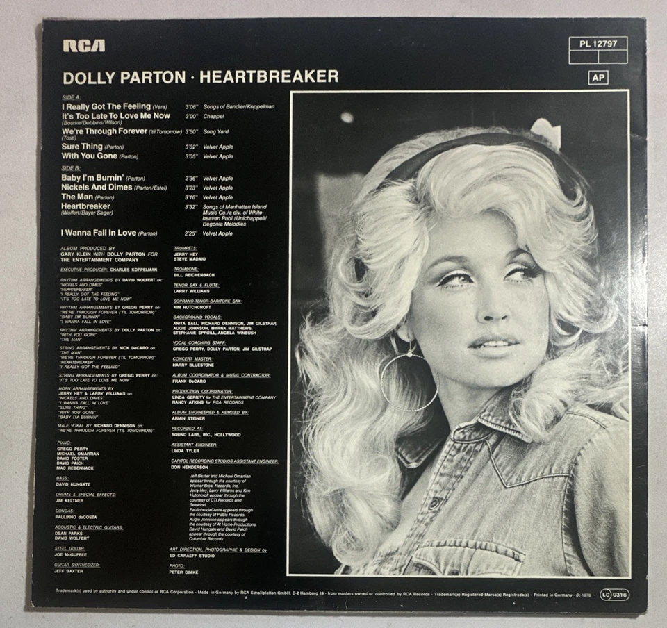 Dolly Parton - Heartbreaker Vinyl LP Record German Issue EX / EX Condition - Image 3 of 4