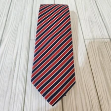 NWT Barry Wang Red Navy Stripe Classic Men's Tie