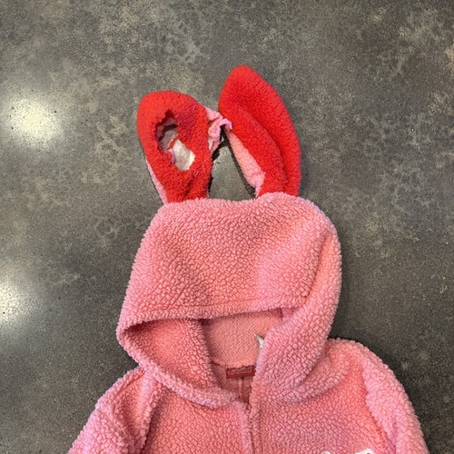 Preowned A Christmas Story PINK BUNNY SUIT Pajamas S small Right Ear Torn - Picture 3 of 5