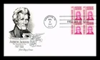 US COVER PRESIDENT ANDREW JACKSON PROMINENT AMERICANS FDC BLOCK ARTMASTER