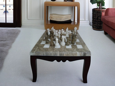 Oceanic Gray & White Marble Onyx Chess Pieces Set   Handmade 32pc -No Board
