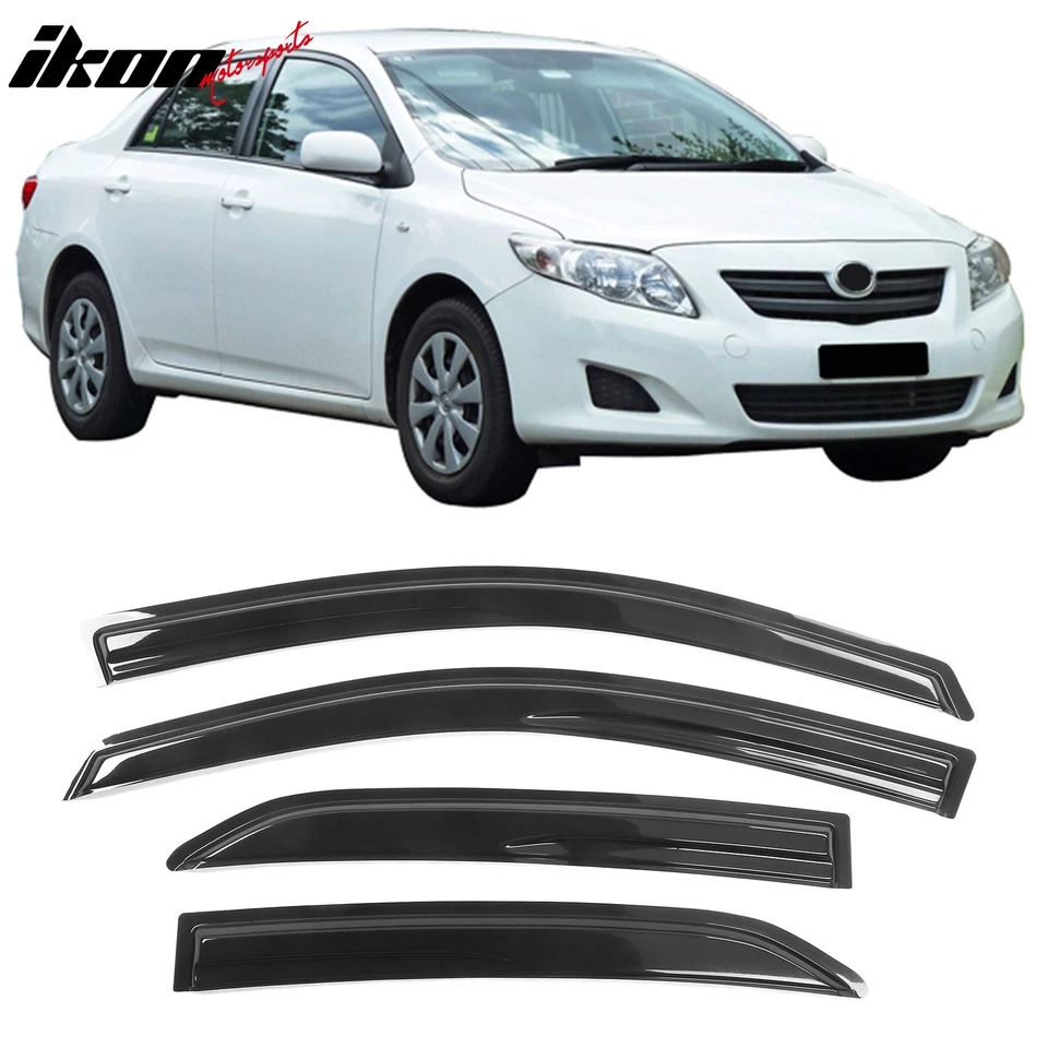 Fits 09-13 Toyota Corolla Mugen Style Window Visors Acrylic Rain Guard Vent 4PC