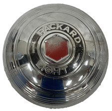 Vintage 1930s 1940s Packard Eight Hubcap Chrome Wheel Cover Red Hexagon Pre-war