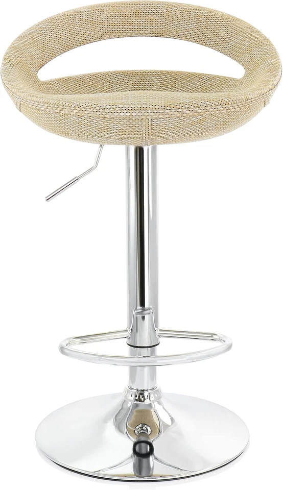 2 Piece Adjustable Rattan Barstool in Tan with Chrome Base, Grey, (ELM-905) - Image 2 of 4