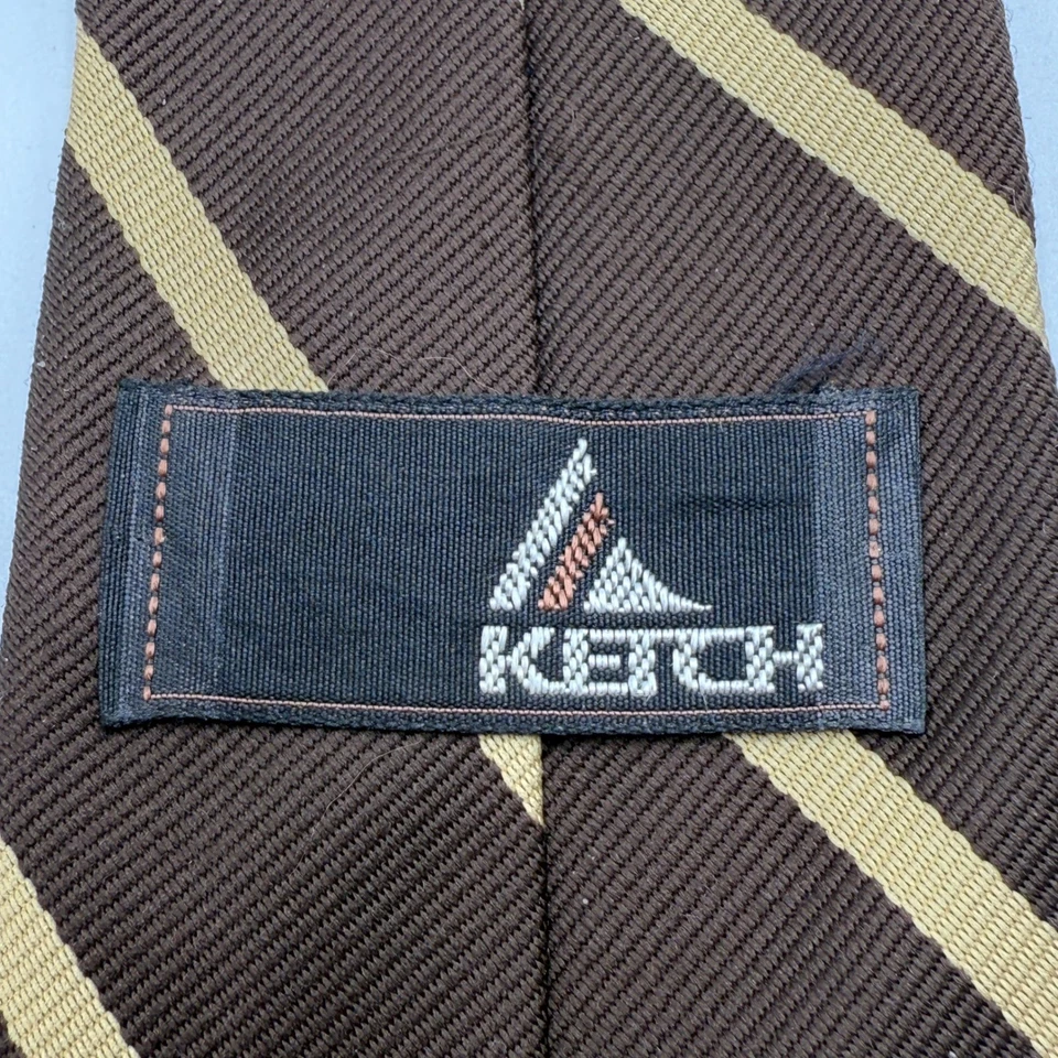 Corbata de seda a rayas para hombre KETCH marrón dorado formal negocios Foto 2 de 4