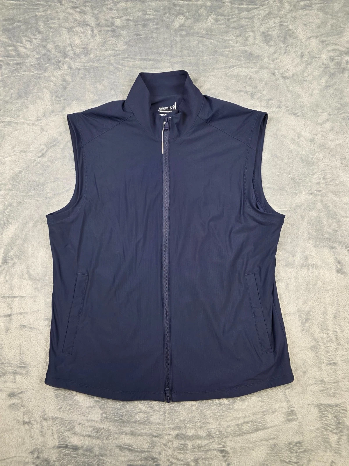 Nwot JOHNNIE-O Nylon Stretch ZIMMER Vest Golf Full Zip Men's MEDIUM M Navy Blue