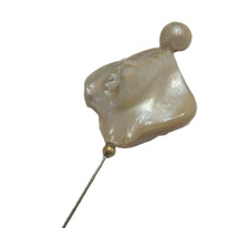 3" Hat-Stick-Lapel Pin MOP Shell Champagne AB Bead Gold-tone Findings OBW247