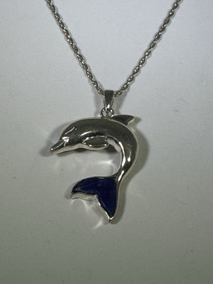 Sterling Silber Delfin Anhänger an 20 in.² Kette Gewicht 7,5 g