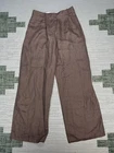 Zara Pants Womens Medium Brown Linen Pleated Wide Leg New