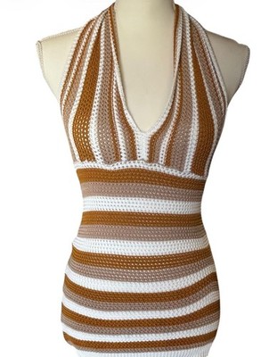 Love + Harmony Striped Halter Neck Knit Mini Dress | eBay