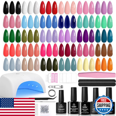 Beetles Gel Nail Polish Kit w/UV Light - 54 Pcs, 32 Colors, 3 Top Coats