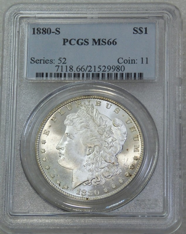 1880 S Morgan PCGS MS66 Frosty White Cameo-like Premium Quality Beauty #H303A