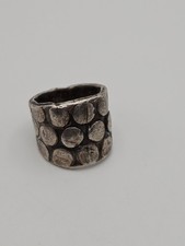 Vintage Modernist Circeles Sterling Silver Wide Band Ring Size 5