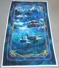Michael Miller quilt-craft fabric GUARDIANS OF DEEP PANEL 2/3 yd dcx-12990 Orca