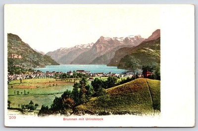 Switzerland Brunnen Shores of Lake Lucerne Vintage Postcard
