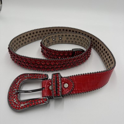 DNA Belt - Alligator Skin Black with Red Stone Great Condition