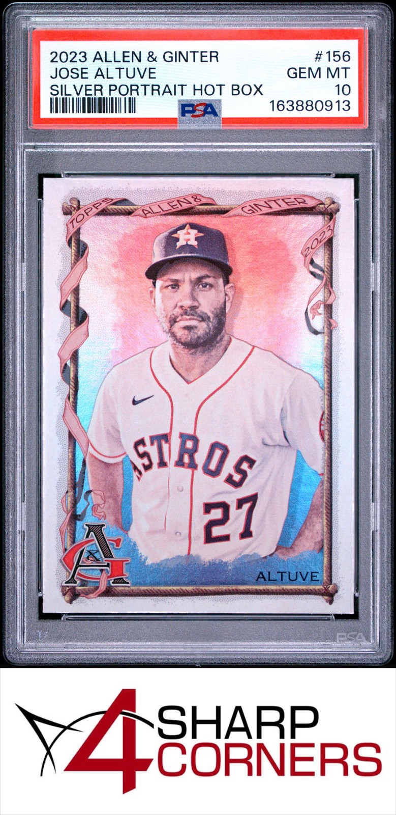 2023 TOPPS ALLEN & GINTER SILVER PORTRAIT HOT BOX #156 JOSE ALTUVE POP 3 PSA 10
