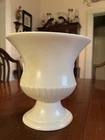 VINTAGE HAEGER WHITE POTTERY WITH PEDESTAL MIDCENTURY VASE