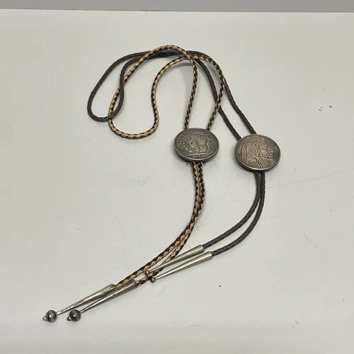 2 - Vintage 1 Troy Oz Buffalo Round 99.9 Pure Silver Bolo Tie