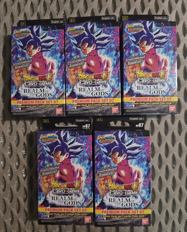 5x Dragon Ball Super - Realm of the Gods Premium Pack Set 07 Bandai TCG