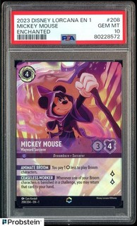 2023 DISNEY LORCANA EN 1 THE FIRST CHAPTER #208 MICKEY MOUSE ENCHANTED PSA 10